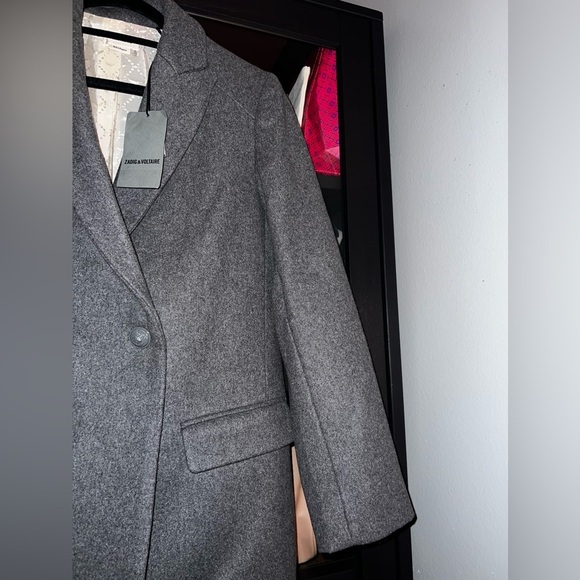 New Zadig & Voltaire Marco Wool Blend Coat - Small in Grey - Picture 9 of 15
